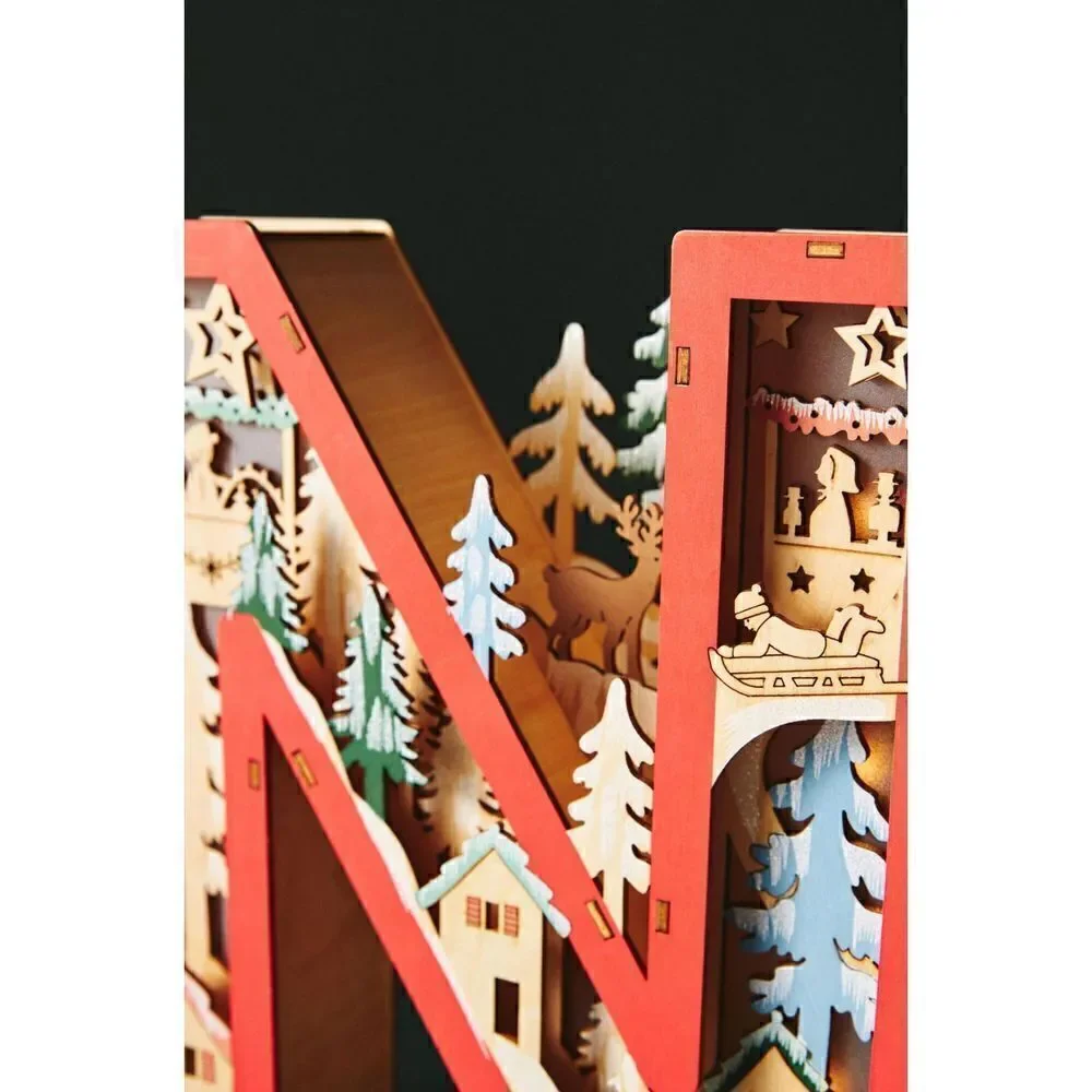 NEW ANTHROPOLOGIE Monogram Wonderland Light-Up Scene Christmas Letter N